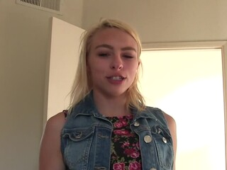 Pleasing light-haired Zoe Clark is slowly taking all of her clothing off to show that tight body. Watching her gave that man a boner and honey goes down on him to lick that large cock like a lollypop.