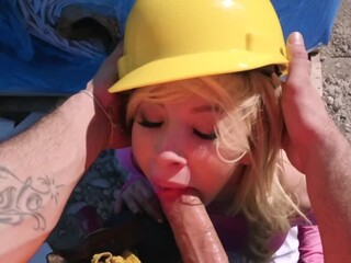 Whistling at a pretty woman is so last Millenium, but it worked on Kenzie Reeves. That babe approached that worker at the construction site and seeing his thick hard-on made her horny as well so this babe went down to blow him.